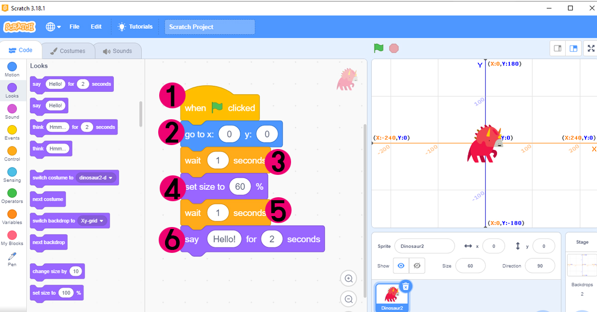 การทำงานจากบนลงล่าง โปรแกรม scratch