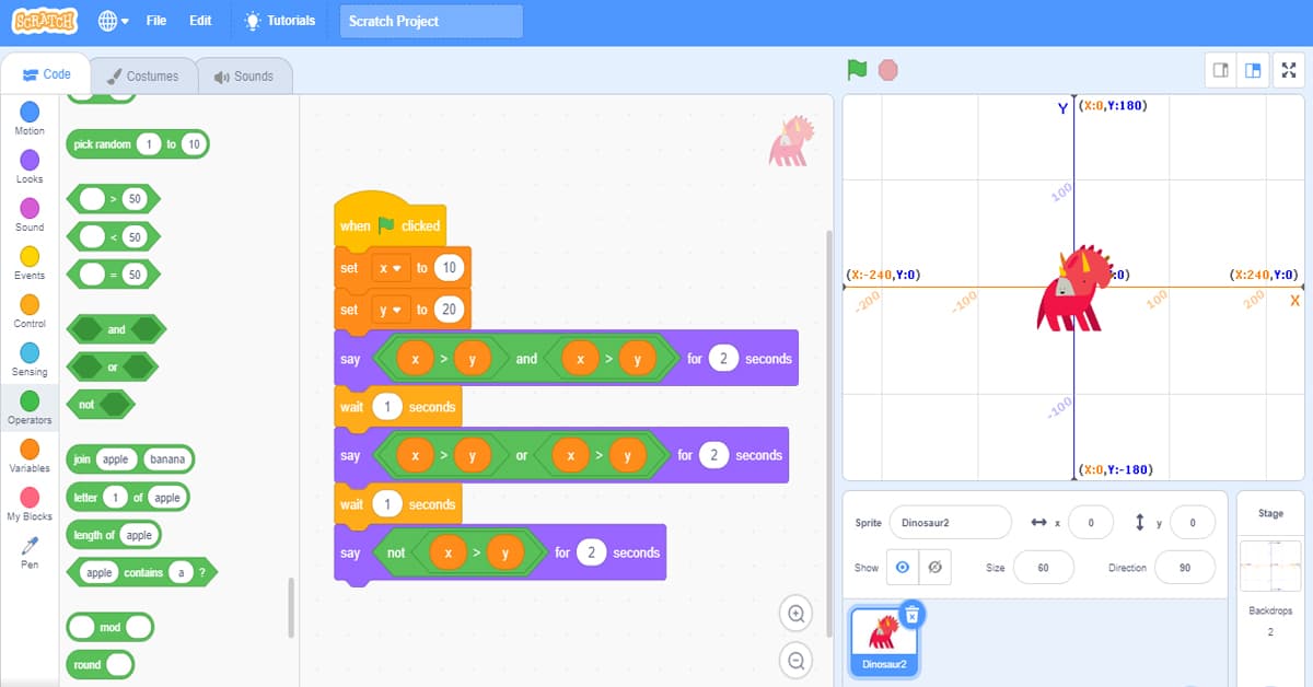 ตัวดำเนินการตรรกะ โปรแกรม scratch