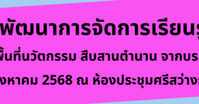 การอบรมพัฒนาการจัดการเรียนรู้สังคมศึกษา ภายใต้กิจกรรม “พื้นที่นวัตกรรม สืบสานตำนาน จากบรรพชน สู่คนบุรีรัมย์ ปีที่ 2”